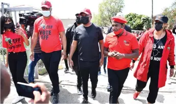  ?? /EFF ?? EFF president Julius Malema on a campaign trail in Phoenix, Durban.