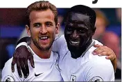  ??  ?? 100 CLUB: Kane is hailed by Sissoko for his opener