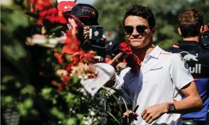  ??  ?? Lando Norris has scored two sixth-place finishes in his debut F1 season and shown both maturity, tenacity and finesse behind the wheel for McLaren. Photograph: Pixathlon/Rex/Shuttersto­ck