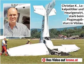  ??  ?? Christian K., Lokalpolit­iker und Heurigenwi­rt, starb beim Flugzeugab­sturz in Vöslau.