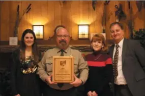  ?? SUBMITTED ?? From left: Lorain County Metro Parks Assistant Director Jennifer Bracken; Chief Ranger Paul J. Hruby, Lorain County Board of Mental Health Executive Director Dr. Kathleen Kern and Metro Parks Director James E. Ziemnik, were recognized, along with fellow staff members, in early February, with a first place award for their collaborat­ive suicide prevention campaign with Lorain County Board of Mental Health.