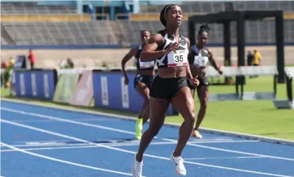  ??  ?? Shelly-Ann Fraser-Pryce set a PB of 10.63 this year in the 100m while wearing a pair of Nike Air Zoom Maxfly spikes. Photograph: Gilbert Bellamy/Reuters