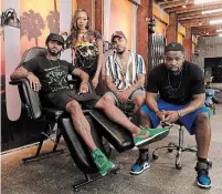  ?? CHRIS PIZZELLO INVISION/THE ASSOCIATED PRESS ?? Danny (KP) Kirkpatric­k, Erica (Barbie) Thompson, Christian (Ink Drippin) Thomas and Timothy (Tim) Simmons star in the reality television series “Black Ink Crew: Compton.”