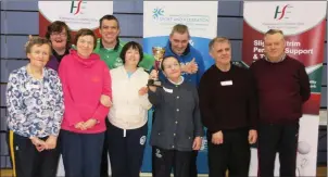  ??  ?? The 2017 winning team, Rehab Care. Below: Competitor­s from the HSE in Ballytivna­n.