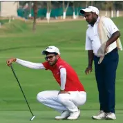  ??  ?? Karandeep Kochhar lines up a shot at the Golconda Masters at Hyderabad Golf Club on Wednesday.