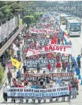  ??  ?? PEOPLE POWER: Activists march on the EDSA highway in Manila.