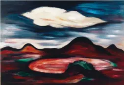  ??  ?? Marsden Hartley (1877-1943), Landscape with Single Cloud, 1923, oil on canvas, 28 ½ x 41” Estimate: $500/700,000