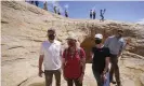  ?? Photograph: Rick Bowmer/AP ?? Utah’s governor, Spencer Cox, Haaland, the lieutenant governor, Deidre Henderson, and congressma­n Blake Moore at the Bears Ears national monument.