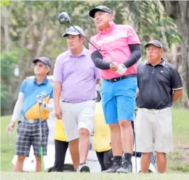  ?? PHOTOGRAPH COURTESY OF PAL INTERCLUB ?? MEMBERS of Summit Point competing in the Aviator division are shown on the eighth hole of the Pueblo de Oro Golf and Country Club in Cagayan de Oro City ahead of the 75th PAL Men’s Regular Interclub.