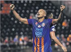  ??  ?? Josimar Rodrigues celebrates after scoring Port’s first goal against Chiangmai.
