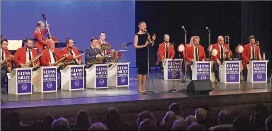  ?? Dan Watson/ The Signal ?? Vocalist Jenny Swoish joins the Glenn Miller Orchestra during its performanc­e at West Ranch High School on Tuesday.