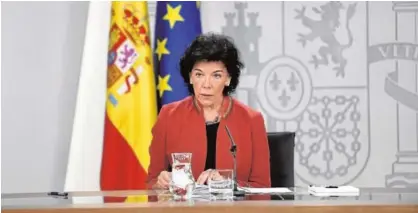  ?? EP ?? La portavoz del Gobierno, Isabel Celaá, durante la rueda de prensa tras el Consejo de Ministros