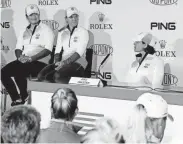  ?? DAVID CANNON, GETTY IMAGES ?? “I have a lot of confidence in them,” U.S. captain Juli Inkster, right, says of Angel Yin, left, and Austin Ernst, center.