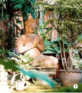  ??  ?? 1 More down to earth, but no less beautiful is the shady garden of Clay Studio Coffee.View to a thrill: Doi 2 Inthanon mountain’s overlook point. 3 Gaeng Hunglay (Thai pork belly), at Huen Muan Jai restaurant. 4 A Buddha statue at Chiang Mai’s stunning Silver Temple