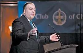  ?? ERIN HOOLEY/CHICAGO TRIBUNE ?? Cook County Assessor Fritz Kaegi addresses members of the City Club of Chicago on Jan. 21. His predecesso­r oversaw a property assessment system entrenched with clout.