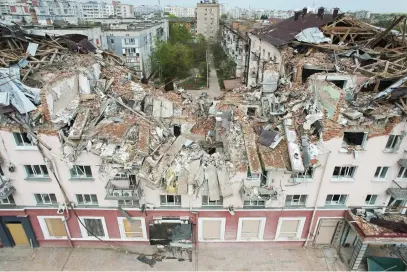  ?? Picture: AFP ?? BEYOND REPAIR. The destroyed Hotel Ukraine in the northern Ukrainian city of Chernigiv, amid the Russian invasion of Ukraine.