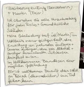  ??  ?? Der Freier . in. mit Pamela einen handschrif­tlichen „ Sexrisiko- Vertra.“ein. Jetzt erscheint Enthüllun. sbuch ( o.).