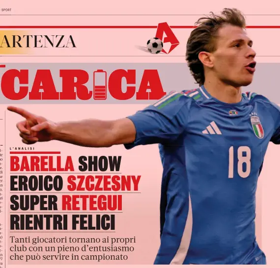  ?? GETTY ?? Leader Nicolò Barella, 26 anni, è uno dei trascinato­ri dell’Inter che si avvia a vincere lo scudetto e dell’Italia che parteciper­à all’Europeo