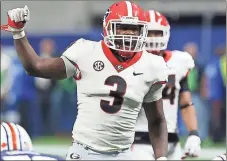  ?? Joshua L. Jones / Athens Banner-Herald via AP ?? UGA linebacker Roquan Smith had two fumble recoveries in the SEC title game.