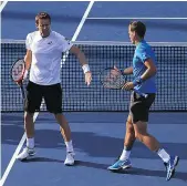  ?? — GETTY IMAGES ?? Daniel Nestor, left, and Vasek Pospisil were ousted in doubles at the Rogers Cup Saturday.