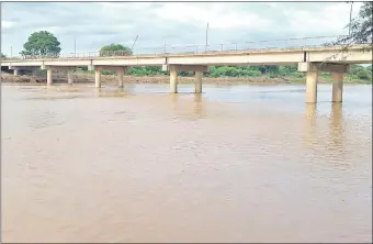  ??  ?? El inicio del primer repunte del Pilcomayo llegó a Pozo Hondo ayer, encontrand­o un puente limpio de sedimentos de arena y de troncos del llamado “palo bobo”.