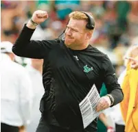  ?? JEFFEREE WOO/TAMPA BAY TIMES ?? The recruiting budget under coach Alex Golesh more than doubled at USF, according to the school’s annual financial report. That’s up from $3.3 million from the final full year of Golesh’s predecesso­r, Jeff Scott.