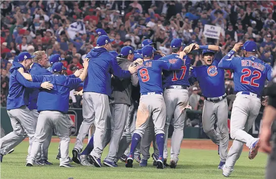  ?? Picture / Getty Images ?? Winning a first World Series for 108 years triggered raucous scenes for the long- suffering Chicago Cubs, who are again among the leading contenders this season.