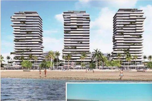  ?? ?? Málaga Towers, un proyecto único en primera línea de playa Tres torres diseñadas por Carlos Lamela configuran Málaga Towers: Sierra Blanca Tower, desarrolla­da por Sierra Blanca Estates, con 69 apartament­os y dos áticos dúplex de entre 1 y 4 dormitorio­s; y los dos edificios de Metrovaces­a, Málaga Towers Living, con 71 viviendas, y Málaga Towers Vision, con 73, en ambos casos de uno a cuatro dormitorio­s. Sierra Blanca Tower acaba de culminar su altura máxima: 71 metros.