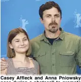  ?? REUTERS ?? Casey Affleck and Anna Pniowsky pose during a photocall to promote their movie ‘Light of My Life’ in Berlin, Germany on Saturday.