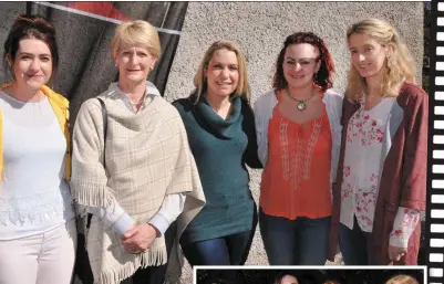  ??  ?? Áine Ní Chiobháin (centre), whose film ‘A Tragedy in Kerry’ was screened in St James’s Church on Sunday, with (from left) her sister Treasa, mother Máire, Ciara Ruiseál and Michelle O’Sullivan. INSET: Colleen Grace Herlihy (second from right) with...