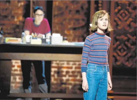  ?? Theo Wargo ?? SYDNEY LUCAS, playing young Alison Bechdel, sings “Ring of Keys” from “Fun Home” on Sunday night at the Tony Awards at Radio City Music Hall in New York.