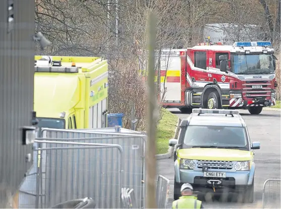  ?? Pictures: Eddie Mitchell. ?? Emergency services attended the site of the fatal incident at the Tesla Engineerin­g plant in West Sussex.