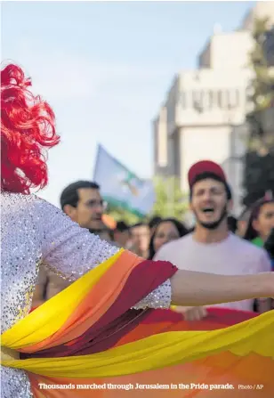  ?? Photo / AP ?? Thousands marched through Jerusalem in the Pride parade.