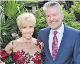  ??  ?? Jill Killeen and her husband, former CTV evening anchor Mike Killeen, emceed the lavish luau at Jacqui Cohen’s Point Grey Road mansion.