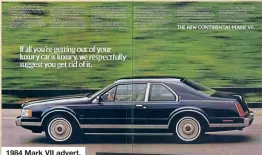  ??  ?? 1984 Mark VII advert.