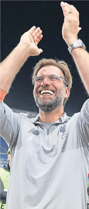  ?? Picture: PA. ?? A delighted Jurgen Klopp after clinching a place in the Champions League final away at Roma.