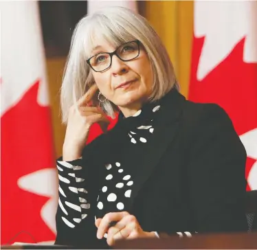  ?? DAVID KAWAI / THE CANADIAN PRESS FILES ?? Health Minister Patty Hajdu spoke about COVID-19 vaccinatio­n on Tuesday and flubbed an opportunit­y to convince Canadians to take the first shot offered to them, writes John Ivison.