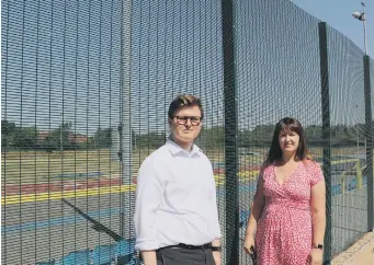  ??  ?? Pictured pre-pandemic Broadbridg­e Heath’s Lib Dem councillor­s Matt Allen and Louise Potter at the track