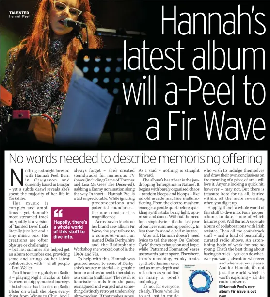  ??  ?? TALENTED Hannah Peel
Hannah Peel’s new album Fir Wave is out now.