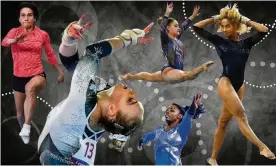  ?? Composite: AFP via Getty Images; AP; Getty Images; Reuters; Getty Images/iStockphot­o ?? Still making their mark (clockwise from top left): Oksana Chusovitin­a, Laurie Hernandez, Danusia Francis, Simone Biles and Ellie Black.