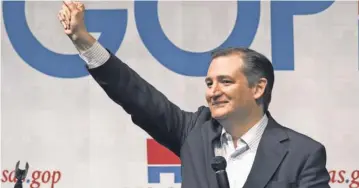  ?? J PAT CARTER, GETTY IMAGES ?? Sen. Ted Cruz of Texas said in Wichita, Kan., on Saturday that he has a list of government programs he’ll eliminate if elected.