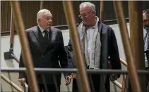  ?? BEBETO MATTHEWS — THE ASSOCIATED PRESS ?? Cowboys owner Jerry Jones, left, and his son Stephen Jones, the team’s executive vice president, leave after a meeting to discuss a proposed labor agreement on Thursday.