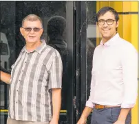  ??  ?? PROGRESS: Headspace Horsham centre manager Jason Pelcher, left, with site manager Frank Marse at the former Dick Smith building which is currently under constructi­on.