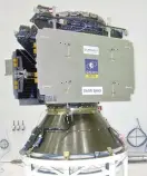  ?? — AFP ?? A file photo shows Europe’s global navigation satellite system Galileo at the workshop in Baikonur cosmodrome in December.