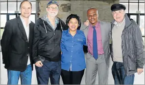  ?? Picture: BRIAN WITBOOI ?? TOP TALENT: The sitcom team, from left, Danie Matthee, David Lister, Heather Baartman, Fiks Mahola and Colin Ward at the launch of ‘Kniediep’ at the Tramways building
