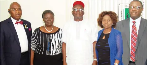  ??  ?? Secretary, Joint Tax Board, Chief Oseni Elamah (left); Vice President, The Chartered Institute of Taxation of Nigeria (CITN), Ms. Gladys Simplice; President, Chief Cyril Ikemefuna Ede; immediate-past President, Prof. Olateju Somorin; Provost, CITN Tax Academy, Prof. M.T. Abdulrazaq, at the tax institutes programme, in Lagos.