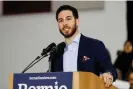  ?? Photograph: Paul Sancya/AP ?? Abdullah Hammoud, then a state representa­tive, rallies for Bernie Sanders’ presidenti­al campaign in Dearborn on 7 March 2020.