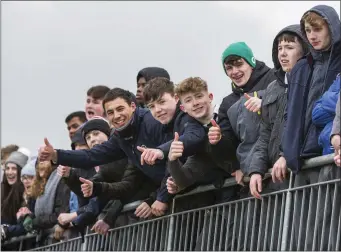  ??  ?? Thumbs up for Sligo Grammar from supporters.