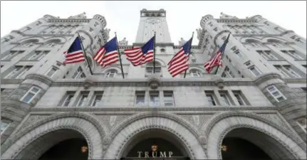  ?? ALEX BRANDON, FILE - THE ASSOCIATED PRESS ?? This 2016 file photo shows the Trump Internatio­nal Hotel at 1100 Pennsylvan­ia Avenue NW, in Washington. The Justice Department is asking a federal judge to let them file a legal appeal that could, for now, keep President Donald Trump’s critics from gaining access to financial records related to his Washington hotel.