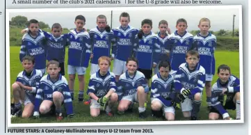  ??  ?? FUTURE STARS: A Coolaney-Mullinabre­ena Boys U-12 team from 2013.